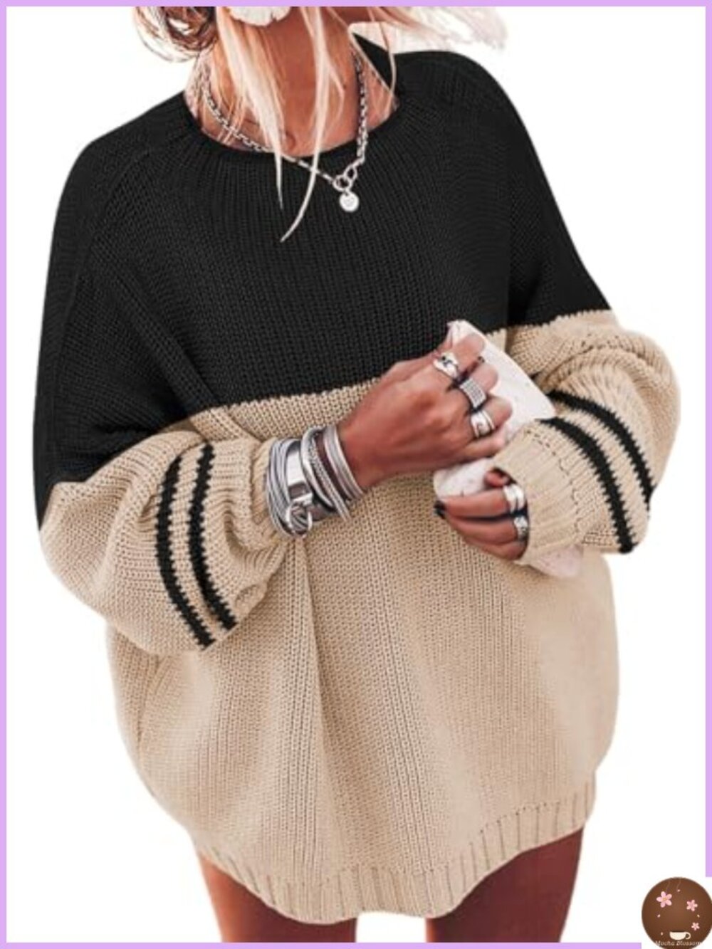Oversized Chunky Knit Pullover Sweater Mock Neck Batwing Long Sleeve Women
